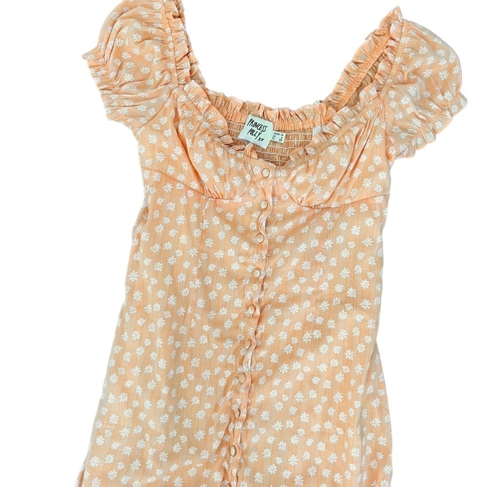 Princess Polly Donna Tangerine Orange Peach Floral Daisy Mini Dress Size 6 - Picture 15 of 16